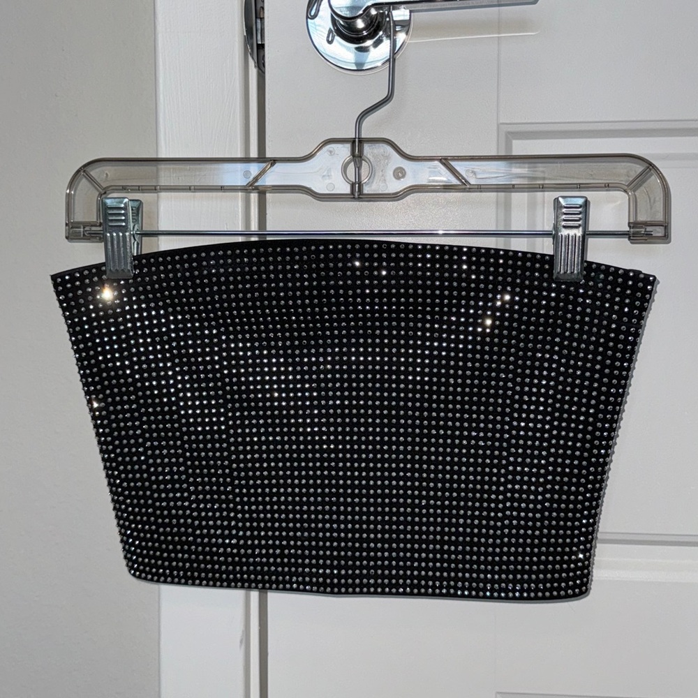 Black Sparkly Strapless Cropped Tube Top